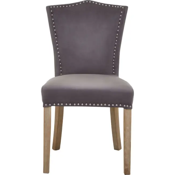 Fifty Five Avenue   Knightsbridge Townhouse Grey Velvet Dining Chair with Antique Legs - Image 3