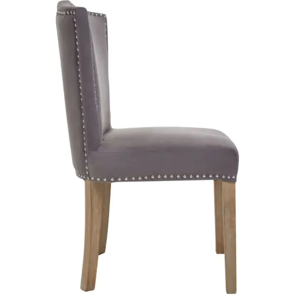 Fifty Five Avenue   Knightsbridge Townhouse Grey Velvet Dining Chair with Antique Legs - Image 4