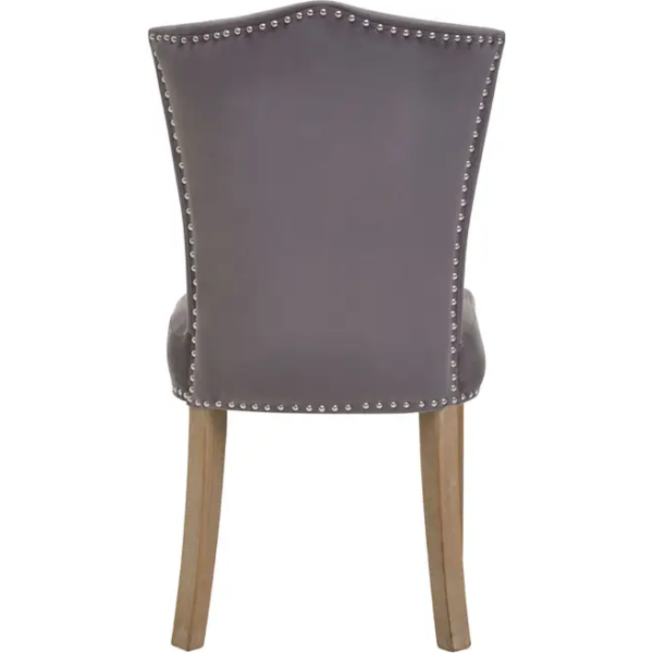 Fifty Five Avenue   Knightsbridge Townhouse Grey Velvet Dining Chair with Antique Legs - Image 5