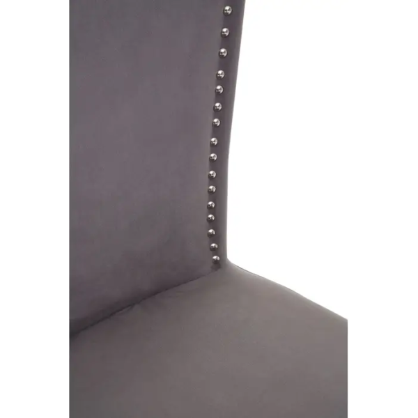 Fifty Five Avenue   Knightsbridge Townhouse Grey Velvet Dining Chair with Antique Legs - Image 7