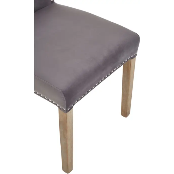 Fifty Five Avenue   Knightsbridge Townhouse Grey Velvet Dining Chair with Antique Legs - Image 8