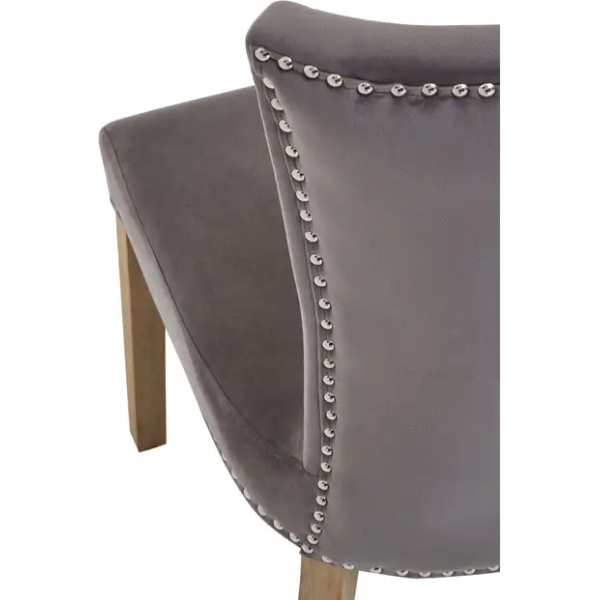 Fifty Five Avenue   Knightsbridge Townhouse Grey Velvet Dining Chair with Antique Legs - Image 9