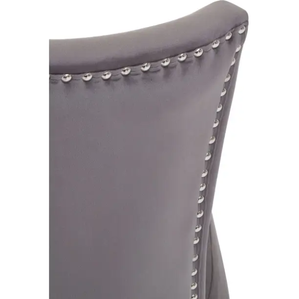Fifty Five Avenue   Knightsbridge Townhouse Grey Velvet Dining Chair with Antique Legs - Image 10