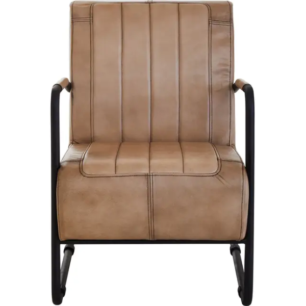 Fifty Five Avenue   Buffalo Grey Leather Armchair