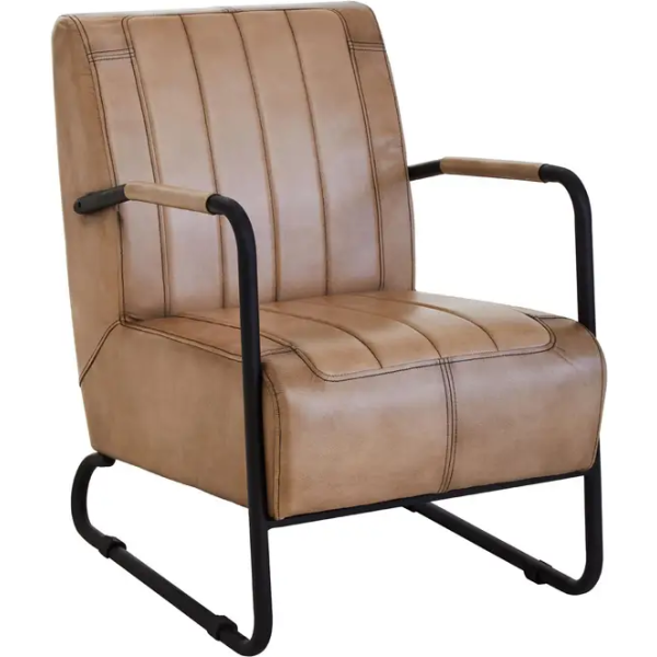 Fifty Five Avenue   Buffalo Grey Leather Armchair - Image 3