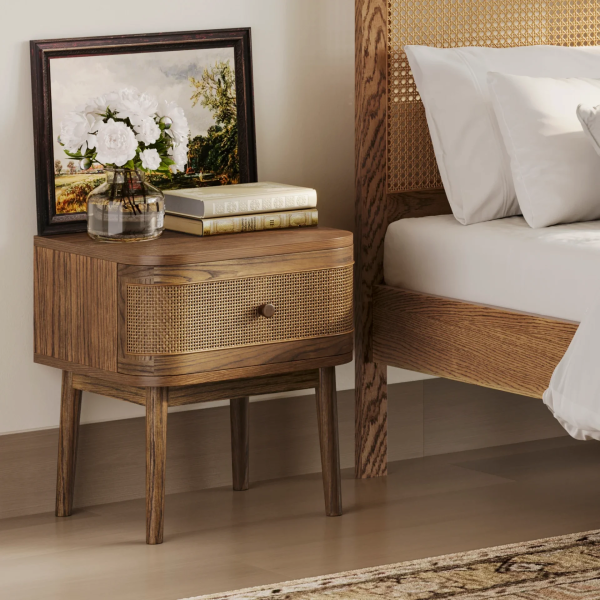 Anoushka Living  Cove Bedside Cabinet in Smoked Wood - Image 3