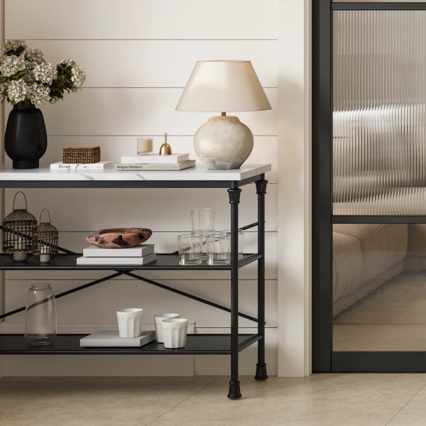 Anoushka Living   Canyon Marble Console Table in Black - Image 3