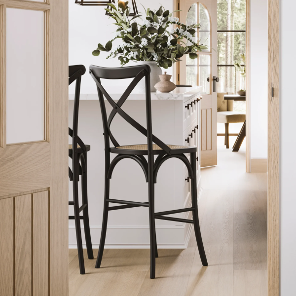 Anoushka Living  Harrison Cane Counter Stool in Black - Image 7