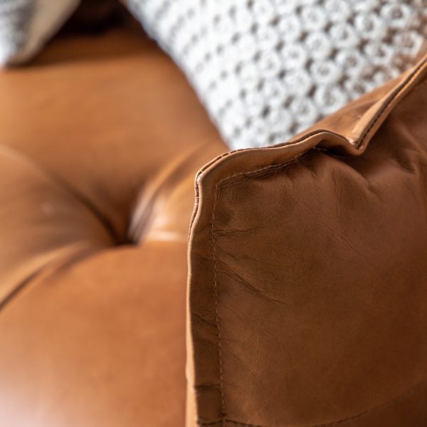 Gallery Interiors Wellington 3 Seater Sofa In Tan Leather - Image 6