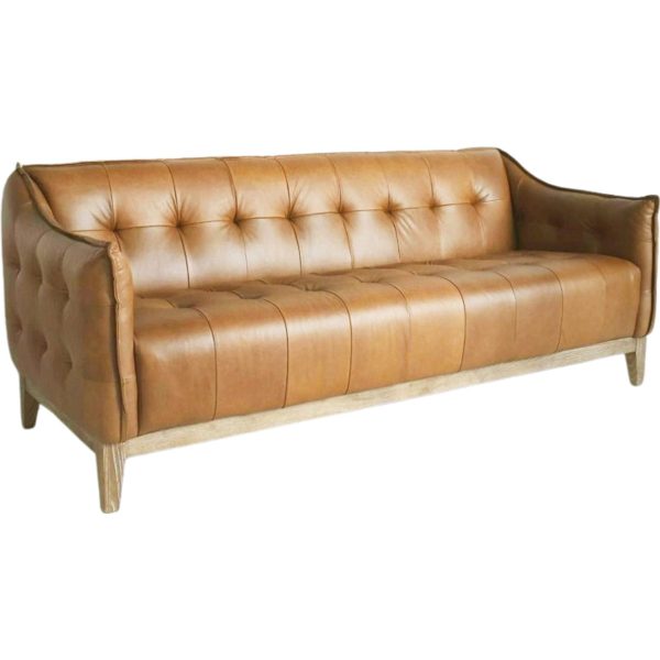 Gallery Interiors Wellington 3 Seater Sofa In Tan Leather - Image 5