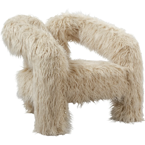 Anoushka Living  Isla Accent Chair in Ivory Faux Fur