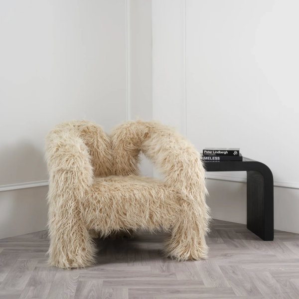 Anoushka Living  Isla Accent Chair in Ivory Faux Fur - Image 3