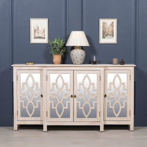 Lewis Interiors Wooden 4 Door Mirrored Breakfront Sideboard