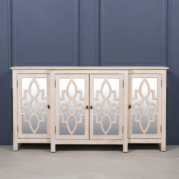 Lewis Interiors Wooden 4 Door Mirrored Breakfront Sideboard - Image 4
