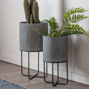 Gallery Interiors  Mada Metal Planter Set of 2
