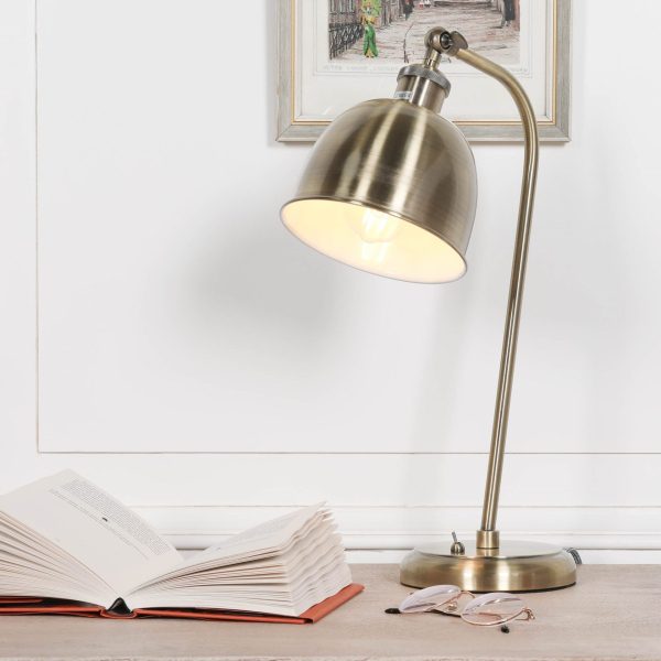 Industrial Style Stain Brass Metal Table Lamp with Shade