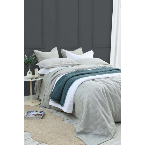 M.M Linen Laundered Linen Pewter Bedspread Set - Image 4