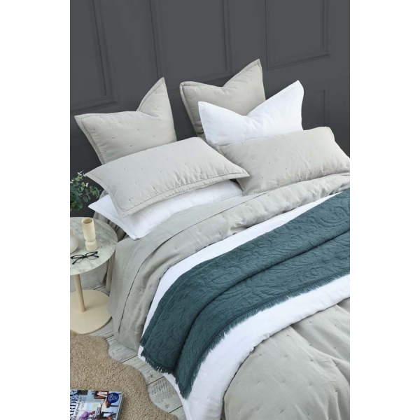 M.M Linen Laundered Linen Pewter Bedspread Set - Image 5