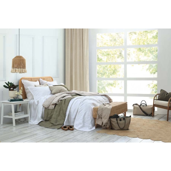 M.M Linen Laundered Linen White Bedspread Set - Image 3