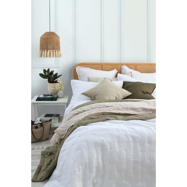 M.M Linen Laundered Linen White Bedspread Set - Image 2