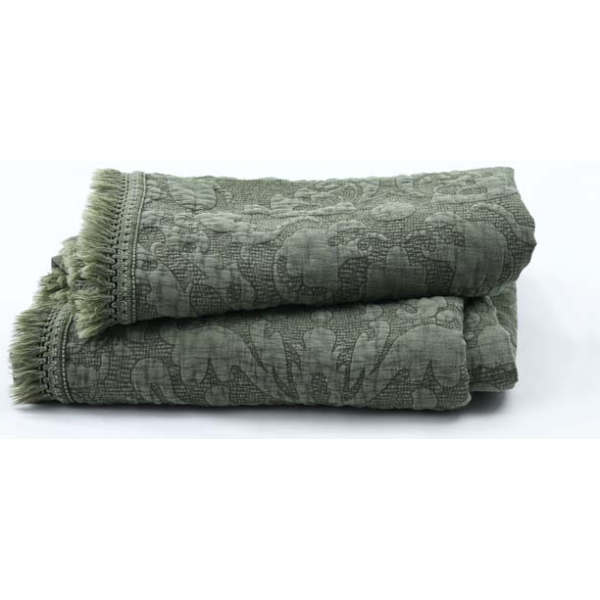 M.M Linen Mayen Throw Olive