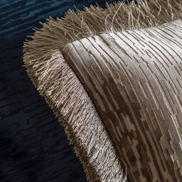 Gallery Interiors Cut Velvet Fringe Cushion In Silver - Image 4