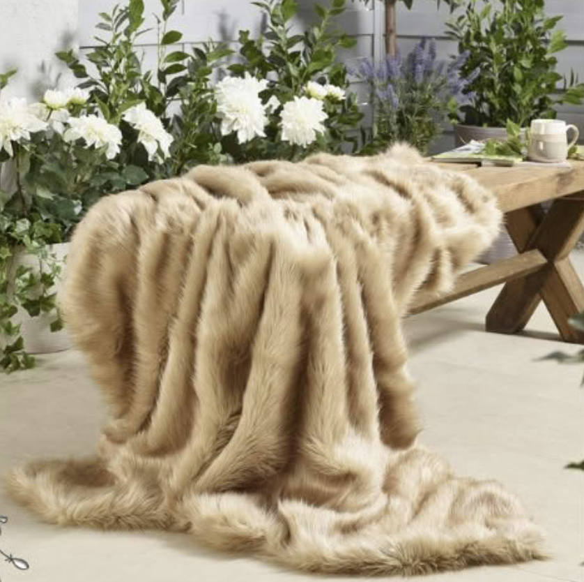 Katrina Hampton London Beige Faux Fur Throw - Large