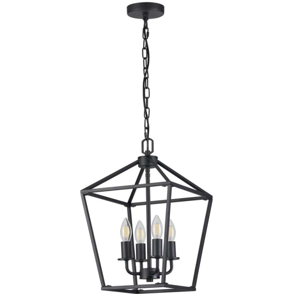 Halo Lighting Matt Black Ceiling Pendant 4 Light