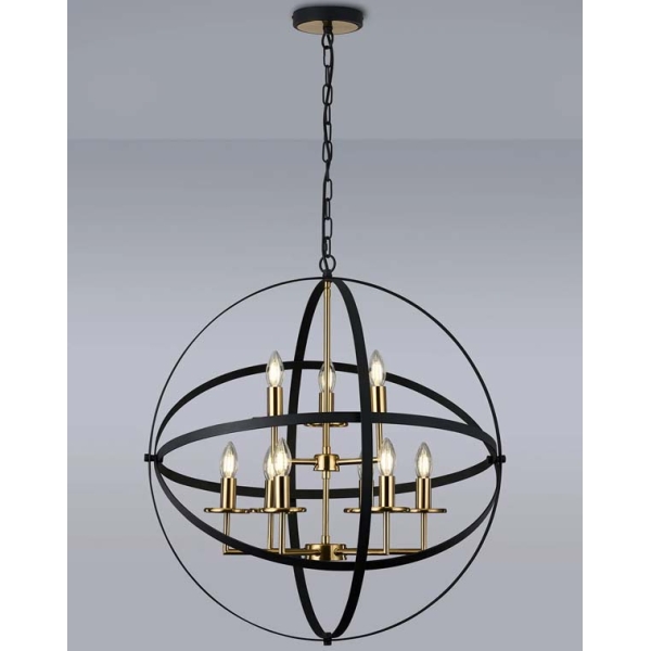 Halo Lighting Cosmical Ceiling Pendant 71cm Adjustable Rings 6+3 E14 Black/Gold - Image 11