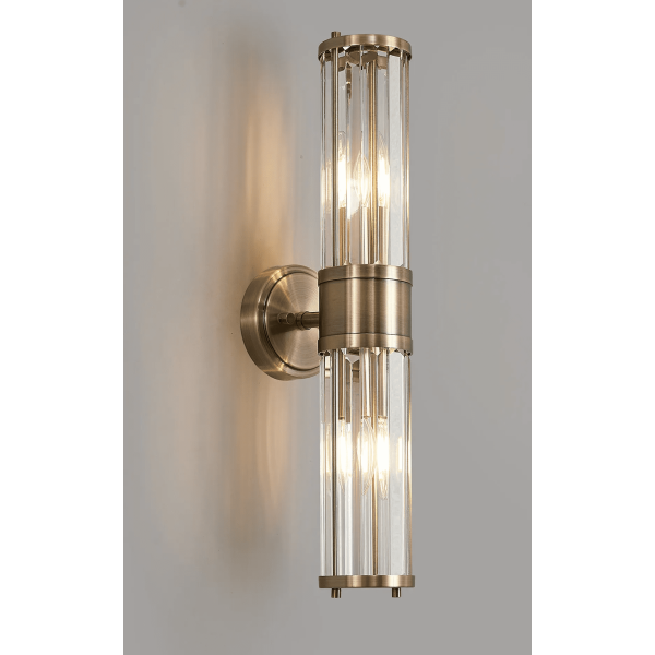 Halo Lighting Kolmar 2 Light Crystal Wall Light Up  &  Down Antique Brass/Clear Crysyal - Image 13