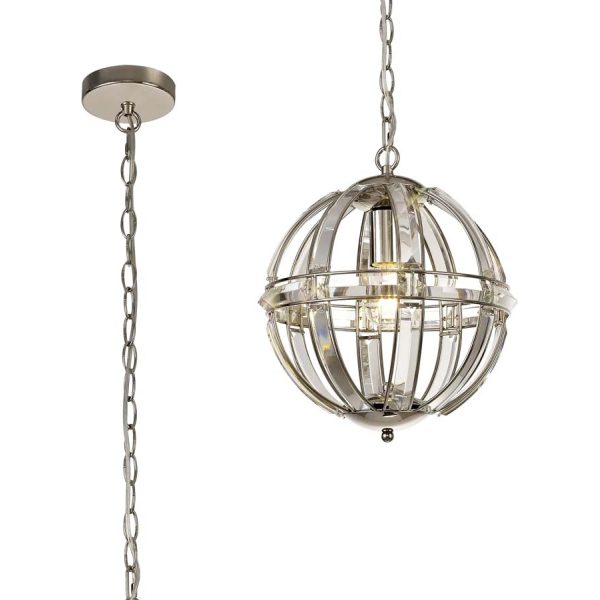 Halo Lighting Medium Round Pendant Polished Nickel 41cm 3 Light E27
