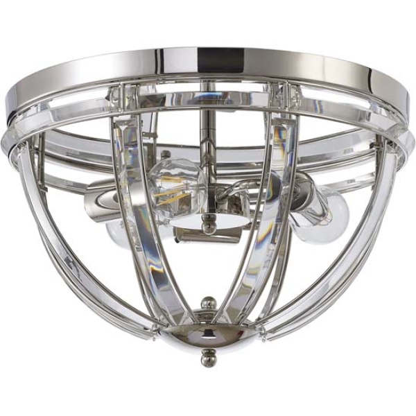 Halo Lighting Charlotte Round Flush Polished Nickel 41.5cm 3 Light E27 - Image 3