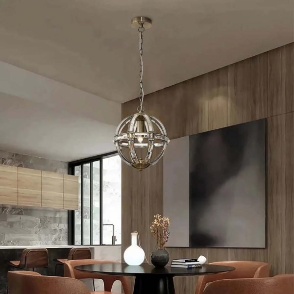 Halo Lighting Medium Round Pendant Polished Nickel 41cm 3 Light E27 - Image 10