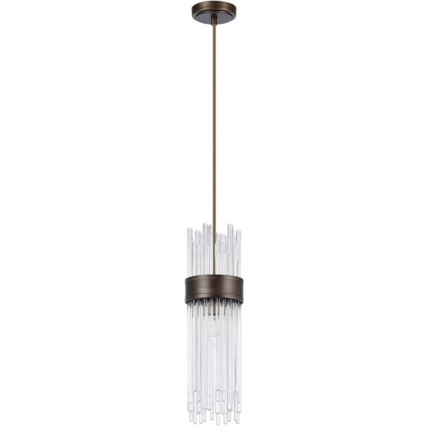 Halo Lighting Kallie Single Pendant 12.5cm 1 Light E14 IP44 Bronze/Clear Glass