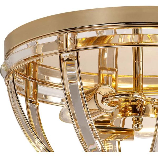 Halo Lighting Charlotte Round Flush French Gold 41.5cm 3 Light E27 - Image 3