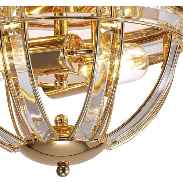 Halo Lighting Charlotte Round Flush French Gold 31cm 2 Light E27 - Image 3