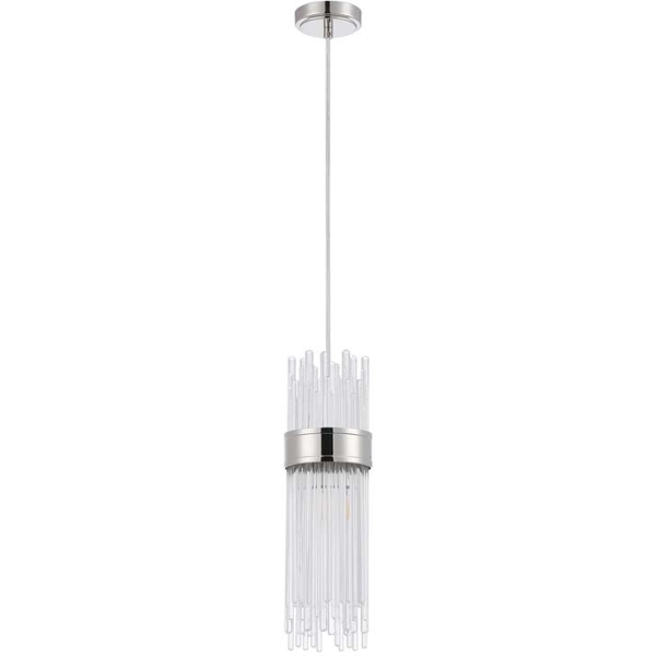 Halo Lighting Kallie Single Pendant 12.5cm 1 Light E14 IP44 Polished Nickel/Clear Glass
