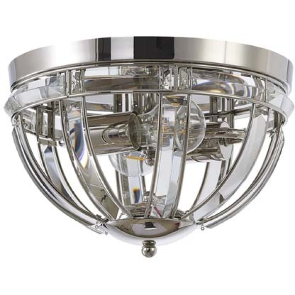 Halo Lighting Charlotte Round Flush Polished Nickel 31cm 2 Light E27 - Image 4
