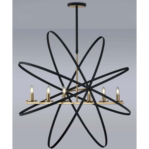 Halo Lighting Cosmical Oval Pendant Adjustable Rings Black/Gold 6 x E14 - Image 9