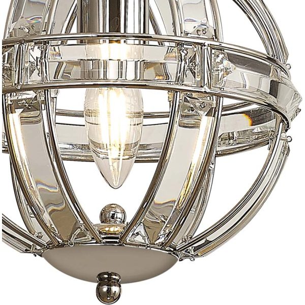 Halo Lighting Charlotte Extra Small Round Pendant Polished Nickel 1 Light E27 - Image 3