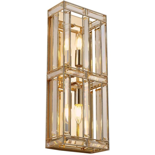 Halo Lighting Charlotte Rectangular Wall Light French Gold 2 Light E14