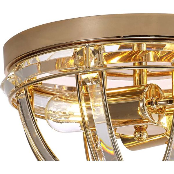 Halo Lighting Charlotte Round Flush French Gold 31cm 2 Light E27 - Image 4