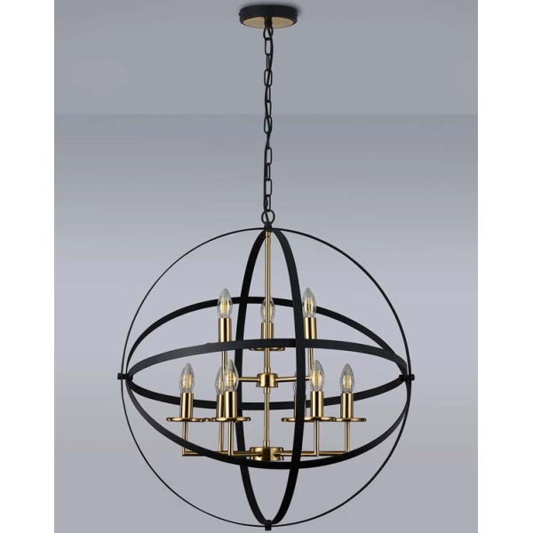 Halo Lighting Cosmical Ceiling Pendant 71cm Adjustable Rings 6+3 E14 Black/Gold - Image 10