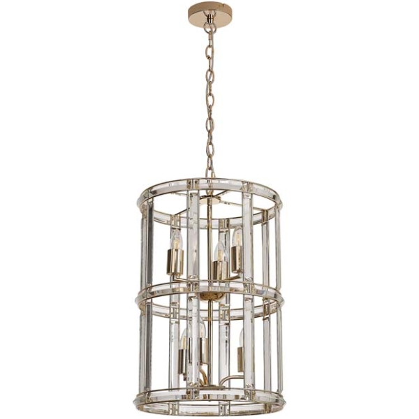 Halo Lighting Charlotte Small Round Column Pendant French Gold 38cm 6 Light E27