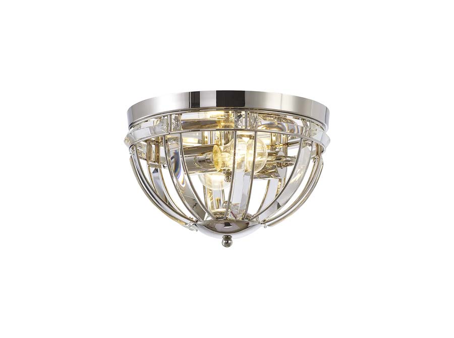Halo Lighting Charlotte Round Flush Polished Nickel 31cm 2 Light E27