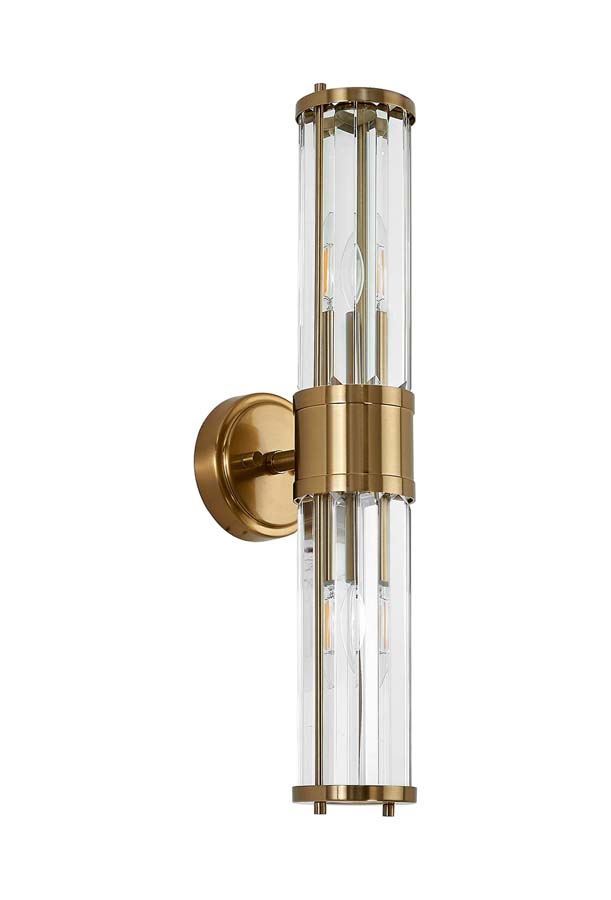 Halo Lighting Kolmar 2 Light Crystal Wall Up & Down Gold/Clear Crystal