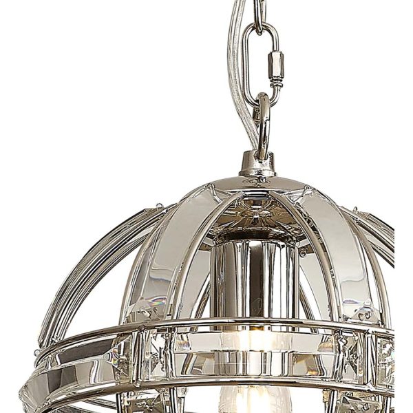 Halo Lighting Charlotte Extra Small Round Pendant Polished Nickel 1 Light E27 - Image 4