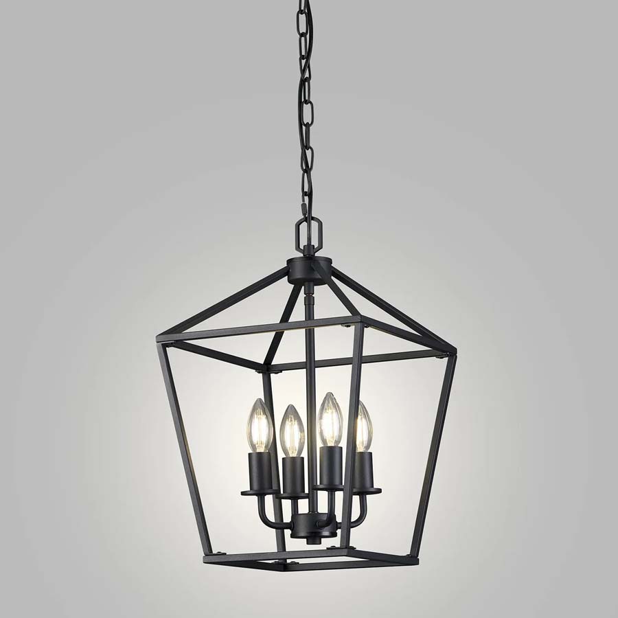 Halo Lighting Matt Black Ceiling Pendant 4 Light