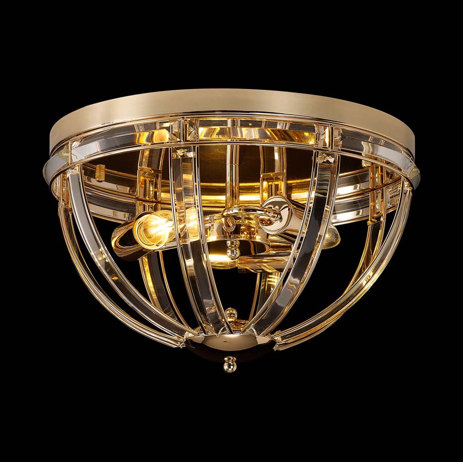 Halo Lighting Charlotte Round Flush French Gold 41.5cm 3 Light E27