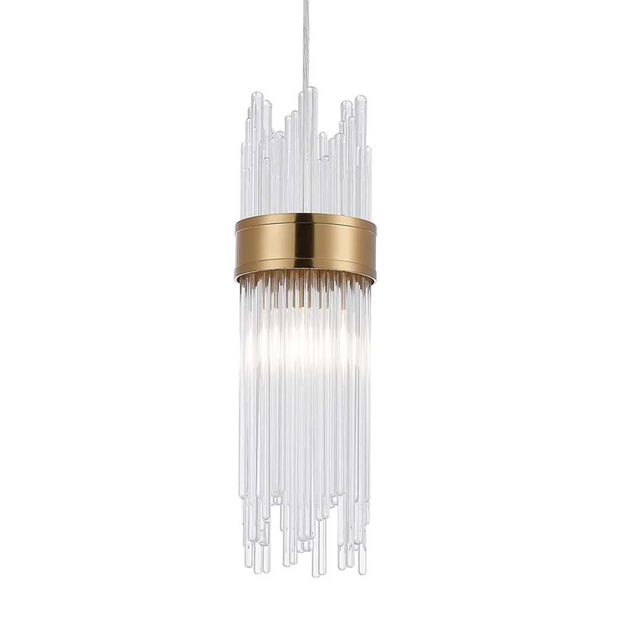 Halo Lighting Kallie Single Pendant 12.5cm 1 Light E14 IP44 Gold/Clear Glass